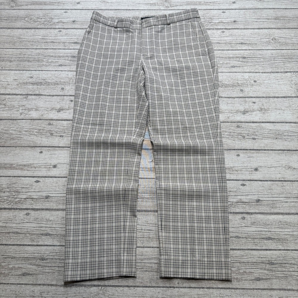 Banana Republic Ryan Dress Pants Women's 10 Tan Plaid Slim Straight Leg Trousers